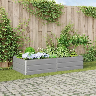 Produktbild von "Schlussverkauf" Pflanzkübel im Garten - 1 pc - Blumenbeet/Gartenbeet - Hellgrau 195x100x45 cm Verzinkter Stahl C13539