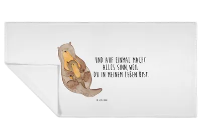 Produktbild von Mr. & Mrs. Panda Handtuch Otter Kind - Weiß - Geschenk, Flauschtuch, 50x100, gesichtshandtuch, kleines, Baby, Tochter, Mama, Mutter, Familie, gesichtstuch