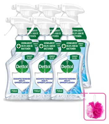 Produktbild von 6 x Dettol Allesreiniger Spray ohne Bleiche - 750 ml - Sparpackung - 6 Stücke