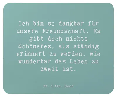 Produktbild von Mr. & Mrs. Panda Mouse Pad Spruch Dankbarkeit für Freundschaft - Meeresbrise - Geschenk, Motivation, Mauspad, Treue, Mousepad, Gefühl, Stimmungen, Zitat, Zuneigung, pc