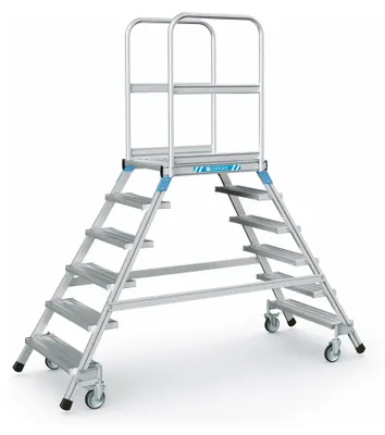 Produktbild von Zarges Podestleiter fahrbar mit 2x6 Leichtmetall-Stufen