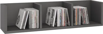 Produktbild von CD DVD Regal STARS Wandregal Hängeregal mit 3 Ablagefächern in grau, Dekorationsregal