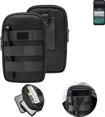 Produktbild von K-S-Trade Holster Gürtel Tasche kompatibel mit Nokia C21 Handy Tasche Schutz Hülle dunkel-grau viele Fächer, 1x