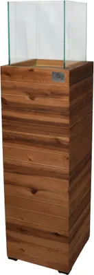 Imagen del producto de Lámpara de viento, farol, lámpara decorativa, madera de acacia, 26 x 26 x 100 cm, apta para interior y exterior, color marrón oscuro