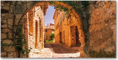 Produktbild von Tulup Glas-Bild -140x70- Wandkunst Dekorative Wand für Küche & Wohnzimmer - Sehenswürdigkeiten & Architektur - Schöne Gasse - Beige
