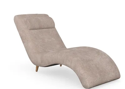 Produktbild von Harris Relaxliege, Massivholzkonstruktion, skandinavischer Stil, Hohe Beine aus Eichenholz, gewachst, Cord-Stoff Poso 2 Cappuccino