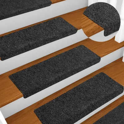 Image de vidaXL Tapis d'escalier 10 pcs. Gris 65x21x4 cm Non-tissé aiguilleté