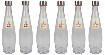 Produktbild von BURI 6x Glasflasche 1L mit Schraubdeckel Flasche Schraubverschluss Saft Most Flasche