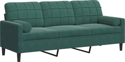 Produktbild von vidaXL 3-Sitzer-Sofa mit Zierkissen Dunkelgrün 180 cm Samt