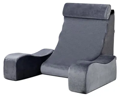 Produktbild von Lesekissen für Erwachsene zum Sitzen im Bett, Rückenstützkissen mit Armlehnen, Bettkissen für Fernsehen, Lesen, Spielen und Entspannen im Bett, auf der Couch oder am Boden, Mittel 19 Zoll, Grau