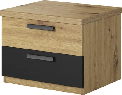 Produktbild von Nachtkommode Schlafzimmer SOLMS-83 in Artisan Eiche Nb. mit schwarz, B/H/T: ca. 46/37/40 cm