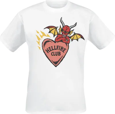 Produktbild von Stranger Things T-Shirt Uni Hellfire Club - Heart weiß L