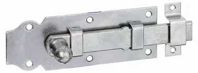 Image de Alberts 115449 Verrou de porte | droit, avec poignée à bouton et boucle fixée | passivé à couche épaisse | plaque 140 x 52 mm | set de 2 pièces