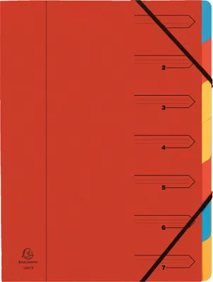 Image de Exacompta 12x Trieur agrafé avec élastiques 7 compartiments Rouge 54075E