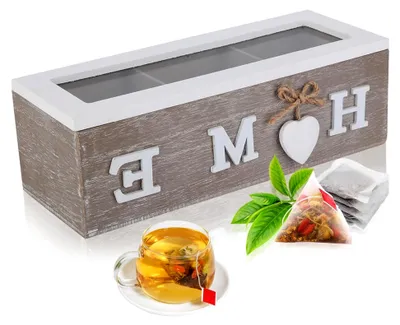 Produktbild von Teebeutel Organizer aus Holz 24×9×8 cm mit Sichtfenster