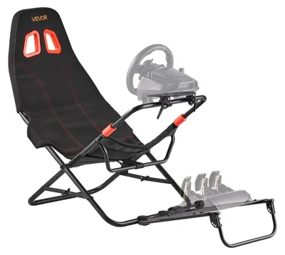 Image de Support de volant VEVOR, Cockpit de simulateur de course pliable & réglable, largeur 620 mm, Compatible avec Logitech G923/G920/G29, Thrustmaster T248P, Fanatec, Hori, Mad Catz, Noir