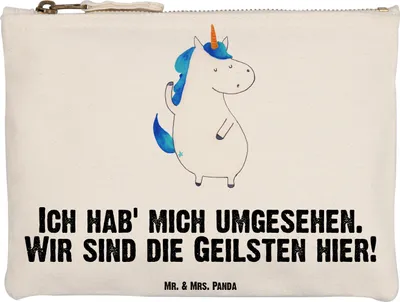 Produktbild von Mr. & Mrs. Panda Mäppchen Einhorn Mann Grösse XL Große - Weiß - Geschenk, Federmappe, Kosmetiktasche, Hübsch, Etui, Unicorn, Familie, Pouch, Cool, Einhörner, Federtasche