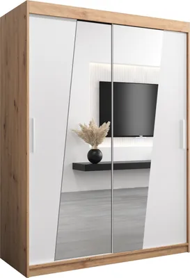 Produktbild von Kleiderschrank, Schiebetürenschrank Schlafzimmer, Schrank mit Spiegel RHOMB 150 cm