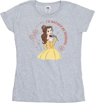 Produktbild von Disney - "Beauty And The Beast I'd Rather Be Reading" T-Shirt für Damen BI11997 (XXL) (Grau)