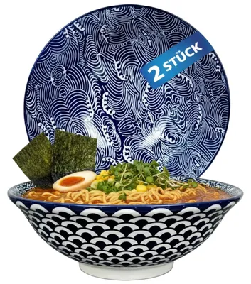 Obrázek produktu pro Omgoods - Sada 2 misky na ramen v městském stylu - porcelánové misky v japonském stylu