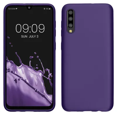 Produktbild von kwmobile Handyhülle für Samsung Galaxy A50 Hülle - Silikon Case metallisch schimmernd - Schutzhülle Cover - Metallic Blauviolett