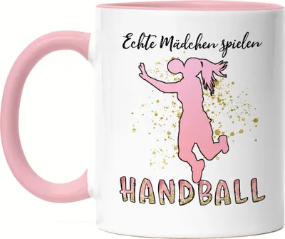 Produktbild von Echte Mädchen spielen Handball Tasse Rosa Handballerin Verein Schwester Freundin