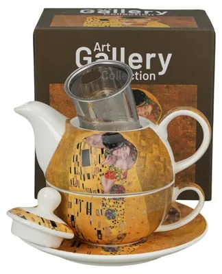 Produktbild von Duo Tasse Porzellantasse 300ml mit Teekanne 350ml Klimt Der Kuss aus Porzellan