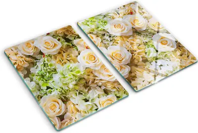 Obrázek produktu pro Kryt varné desky – Kryt na indukční desku – Ochranná skleněná deska – 2x40x52 cm– Skleněné ochranné desky na sporák –Tvrzené sklo –Růže