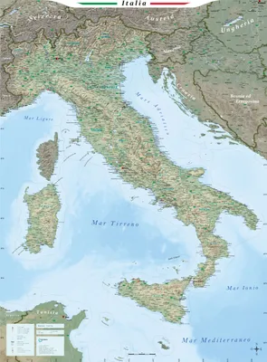 Produktbild von GeoMetro XL Italienkarte auf Italienisch mit Laminierung (beschreibbar, abwischbar, reißfest), physisch/politisch, 140 x 100 cm
