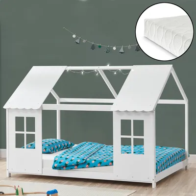 Obrázok produktu pre Detská postieľka "Tostedt" s polootvoreným dizajnom 90x200 cm s matracom biela