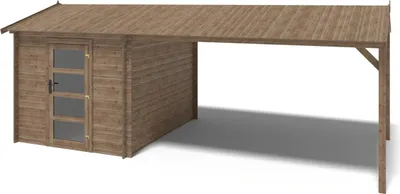 Immagine prodotto di Casetta da giardino in legno – 2.5x3 m con estensione 4x2.76 m - 18.56 m²