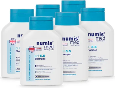 Produktbild von numis med Haar Shampoo ph 5.5 - Hautberuhigendes Haarshampoo für sehr empfindliche & sensible Haut 6x 200 ml