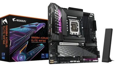 Produktbild von Gigabyte AORUS B860M ELITE WIFI6E - Motherboard - micro ATX - LGA1851-Sockel - AMD B850 Chipsatz - USB-C 3.2 Gen 1, USB 3.2 Gen 2, USB 3.2 Gen 1, USB4 - Bluetooth, Wi-Fi 6E, 2.5 Gigabit LAN - Onboard-Grafik (CPU erforderlich)