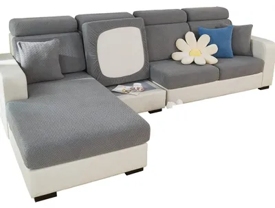 Sofa-Bezug, L-Form, grau, dehnbar, Antirutsch, 1 Stück