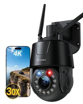 Imagen del producto de Cámara de seguridad 4K con zoom óptico de 30x para exteriores, visión nocturna a color hasta 50 metros