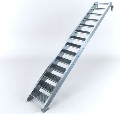 Produktbild von Stahltreppe 14 Stufen bis Höhe 280 cm, Laufbreite : 60 cm kein Geländer ST 1 (31 / 31 mm)