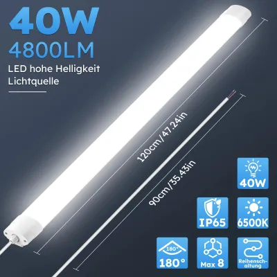 Produktbild von Verbindbare LED-Lichtleiste - 40 W 120 cm - 5er-Pack - 4500 K - 220–240 V - Mit Druckknopf - Für Garage und Werkstatt