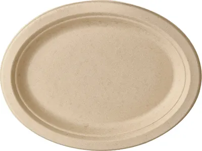 Produktbild von Papstar Zuckerrohr Teller "pure", oval 26 x 20 cm natur, 50 Stück