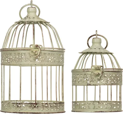 Immagine prodotto di Gabbia per uccelli rotonda bianca piccola, set da 2 CB-98-W