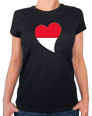 Produktbild von Huuraa Damen T-Shirt Monaco Flagge Herz S Black Bio Baumwolle Fairtrade Damenshirt Geschenkidee