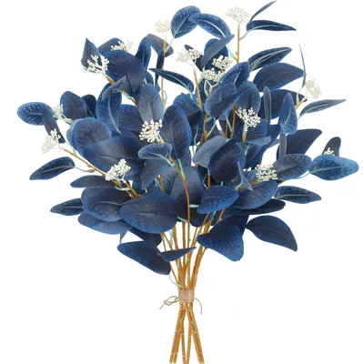 Produktbild von Künstliche Eukalyptuspflanzen, 6 Stück, künstliche Eukalyptuszweige, blaue künstliche Eukalyptusblätter, Pflanzen für Zuhause, Blumenarrangements, Tischdekoration