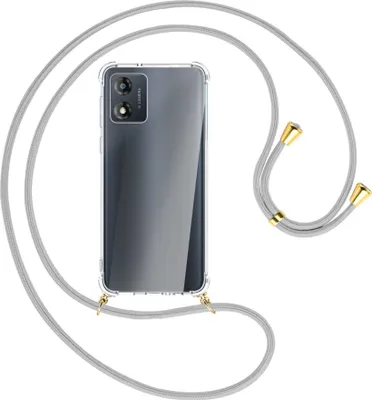 Produktbild von Handykette Backcover-Schutzhülle mit Band (Metall goldfarben) für Motorola Moto E13 (6.5'') - silbergrau