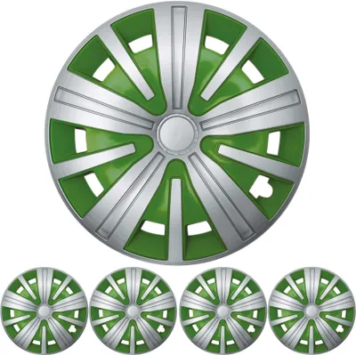 Radzierblenden "Spinel BIS" in Silber / Grün 16 ZOLL 4x PREMIUM DESIGN Radkappen in der Farbe Silber von F.H.U.P. OLSZEWSKI