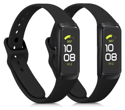 Produktbild von kwmobile 2x Uhrenarmband für Samsung Galaxy Fit (SM-R370) Armband - Fitnesstracker Band Set aus TPU Silikon - Ersatzarmband Smartwatch - Schwarz matt