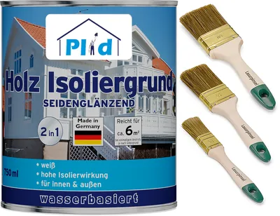 Produktbild von Plid Holz-Isoliergrund 0,75l Weiß für 3m² / Sperrgrund für Holzfarbe - Holzgrundierung für Wetterschutzfarbe sperrt Holzinhaltsstoffe ab