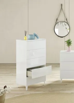 Produktbild von Kommode >Loft< in weiß glänzend - 61x117x40 (BxHxT)