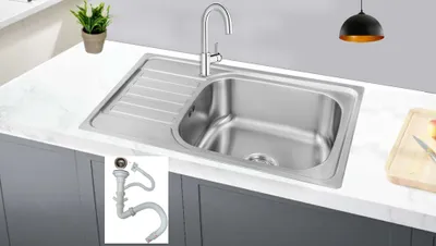 Produktbild von Preero-75x45x18, Küchenspüle Edelstahl 304, 0,8mm, klein, Küchenspüle,Einbauspüle, Spülbecken,eckig, mit Ablage