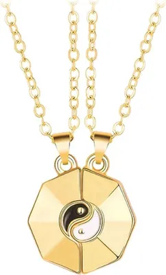 Produktbild von Bixorp Friends BFF Halskette für 2 Yin Yang Box goldfarben – Freundschaftskette – Zwei Hälften Beste Freunde – Für Mädchen – Beste Freunde Halskette Freundschaftsgeschenk für Zwei