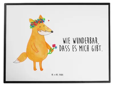 Produktbild von Mr. & Mrs. Panda schreibtischunterlage Fuchs Blumen - Weiß - Geschenk, tischauflagen, schreibtischunterlagen, schreibauflage, Schreibunterlage, Liebe, Blumenmädchen, Boho