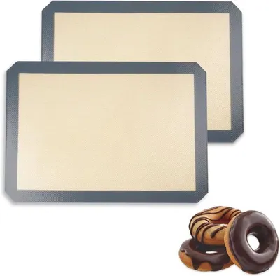 Set von 2 wiederverwendbaren Silikonbackmatten 40 x 30 cm, Antihaftbeschichtung, ideal für Kekse, Brot und Pizza